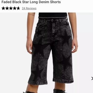 Hot Topic Black Star-Appliqué Denim Culotte Shorts